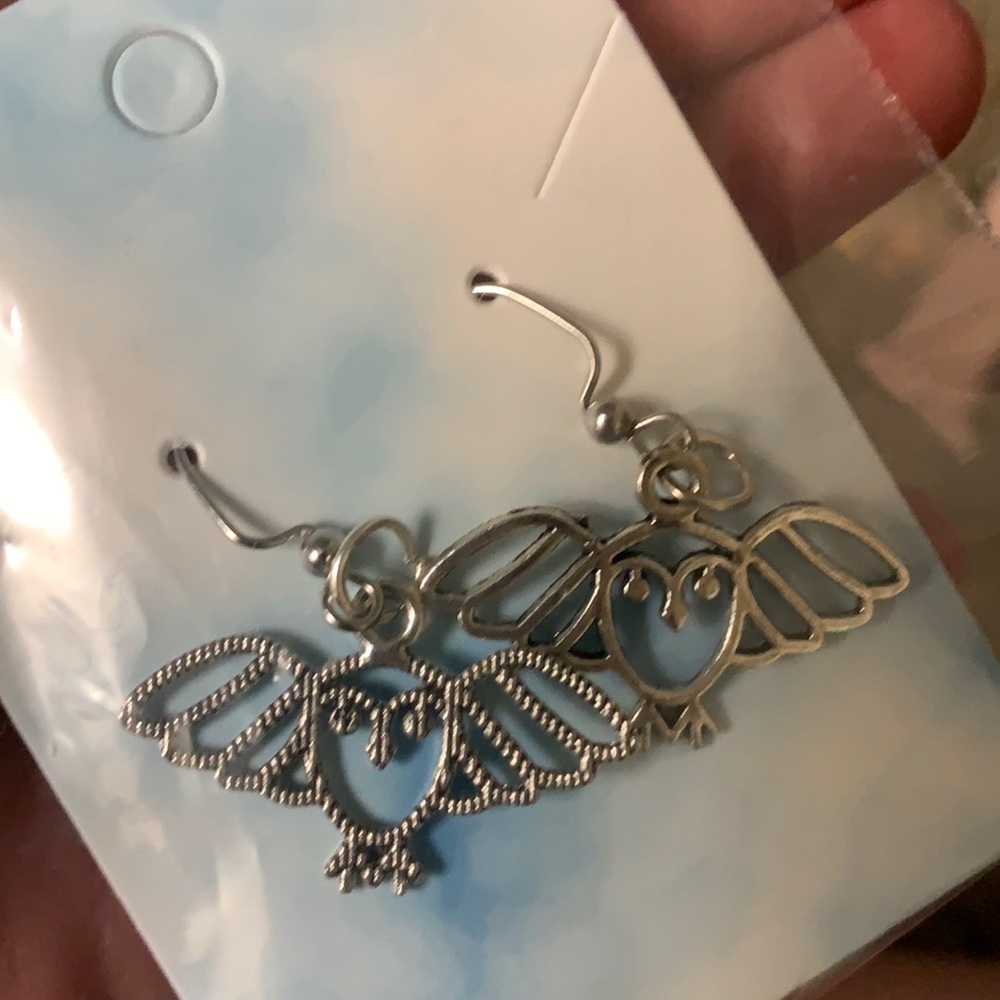 Silver owl earrings